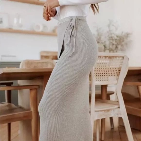 Free People Knit Ribbed  Borderline Midi Marble Combo Skirt - Picture 2 of 14